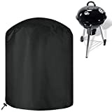 Cubierta de Barbacoa Redonda Impermeable, Cubierta de Barbacoa Cubierta de Barbacoa de Rejilla Impermeable a Prueba de Lluvia a Prueba de Nieve a Prueba de Polvo, con Cordón y Estuche (Color: Negro, Tamaño: D62 x H105cm)